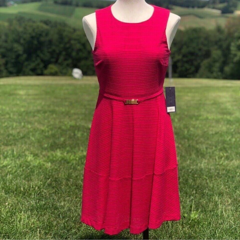 NWT Jennifer Lopez Spring Bloom Pink Crew Neck Sleeveless Midi Dress Size 2